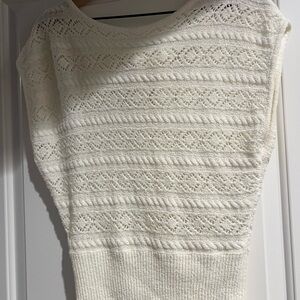 Lush Cream Geometric Knit Crew Neck Sweater